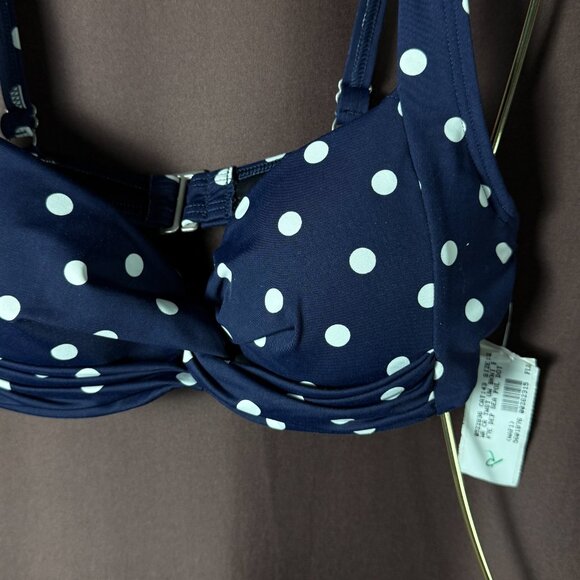 Lands' End DEEP SEA POLKA DOT Twist Front Underwire Bikini Swim Top Size 2,4  Pl - Picture 4 of 10